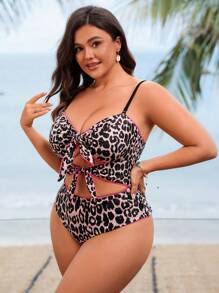 Swim Lushoire Plus Size Women Random Print Beach/Pool Party One-Piece Swimsuit For Summer Beach Vacation - Multicolor - View 3