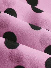 SHEIN Privé Polka Dot Satin Skirt, Fashionable For Summer - Pink - View 4