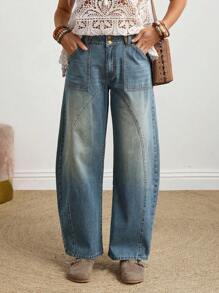 EMERY ROSE 女士宽松牛仔裤，夏季时尚