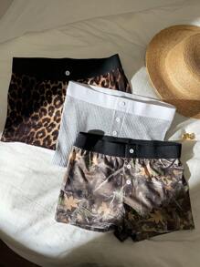 Comfortcana Summer  Women Elastic Waist Button Design Loose Casual Shorts,Comfy Shorts - Multicolor - View 4