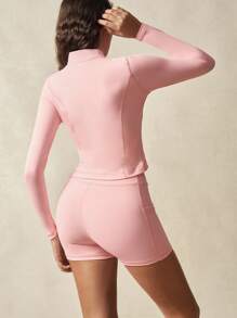 VARSIVA 高领长袖紧身女式运动套装 - 淺粉色 - 查看 2