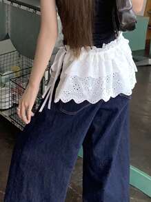 FRIFUL Women's Lace Hem Layered Ruffle Short Skirt, Cake Skirt, Spring/Summer - White - View 4