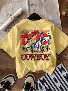 Manfinity Men's Letter Print Round Neck Short Sleeve Casual T-Shirt - Yellow - View 2