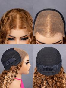 9am Hair Store Wear Go Highlight 预剪 6*4 透明蕾丝无胶水波 180% 18-28 英寸 P4/27 蜜金色蕾丝闭合假发钢琴色预拔发际线高品质发饰初学者友好型无胶前假发编织真人发质度假必备万圣节服装 - S4/27 - 查看 9