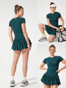 GLOWMODE Power Play Quick-Dry Tee Fitted Shirt Gym - Dark Green - View 8