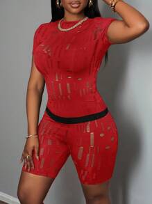 Slaydiva Women Two Pieces Outfits For Daily Wear - Red - View 4