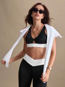 Eassivo Eassivo Conjunto premium de 2 piezas con patchwork en blanco y negro para mujer - Blanco y Negro - Ver 7