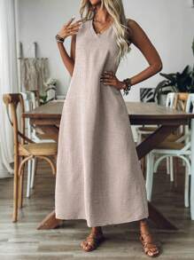 Plus Size Women Minimalist Commuting Long Dress