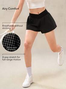 OutZeal Pantaloncini neri da donna ad alta vita con controllo addominale, traspiranti, con pantaloncini integrati, adatti per tennis e allenamento