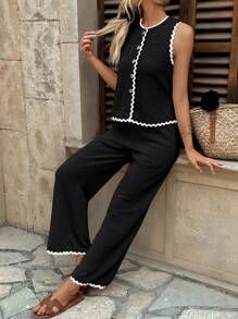 Pariaura Women Two Pieces Outfits For Daily Wear - Black - View 5