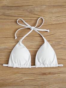 Swim Vcay Top bikini triángulo de espalda con cordón - Blanco - Ver 6