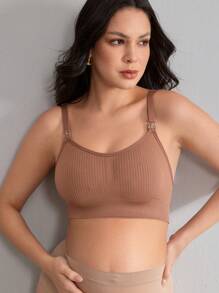 Brassière d'allaitement sans couture minimaliste de couleur unie pour femmes enceintes