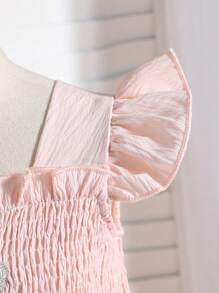 SHEIN Glamorique Kids Baby Girls Summer Sweet Strawberry Embroidered Cap Sleeve Mesh Dress, Suitable For Festivals, Gatherings, Parties, Birthdays, Vacations