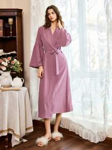 Côtesoire 女士优雅翻领喇叭袖休闲长袍，南法风格假日季