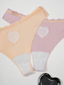 Snug Zone Set de 7 tangas de mujer de unicolor con dobladillo en forma de corazón - Multicolor - Ver 3