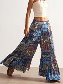 Bohemela Woven Printed Loose Wide Leg Women Pants,Bohemian Clothes