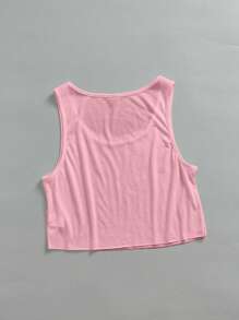 SHEIN EZwear 女士宽松短款吊带背心，大U领，适合夏季穿着 - 粉色 - 查看 4