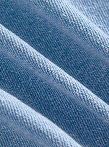 SHEIN MOD Women's Button Front Ruffle Hem Fashionable Denim Skorts - Army Green - View 4