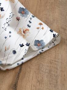 SHEIN LUNE 女士大码休闲简约全身花卉印花圆领短袖宽松 T 恤、套头衫适合夏季 - 白色 - 查看 4