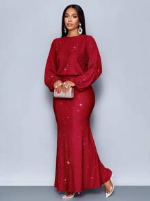 SOLERSUN Suitable For Christmas Party Vacation & Dating & Valentine's Day Dating Pink Color Elegant Mermaid Hem Bodycon Sexy Dress Fall Cloth For Women - Red - View 7