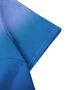 PopScrub Conjunto de uniformes de enfermera con escote en V y manga corta degradado, para verano - Azul - Ver 4