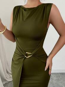 Elenzga Robe longue élégante et près du corps pour femmes, design simple et chic, convient pour l'été