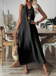 Vestido sencillo de talla grande para uso diario