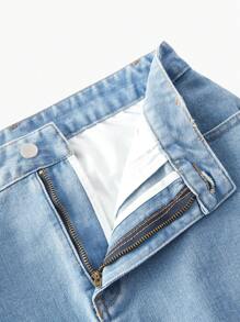 MOTF STUDIO SLANT POCKET PUFFBALL DENIM SKIRT - Medium Wash - View 3
