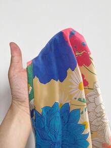 Maweii Plus Size Elegant Floral Maxi Wrap Dress With High Slit, Suitable For Holiday - Multicolor - View 7