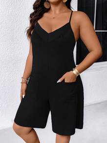 EMERY ROSE Mono de talla grande sin mangas de unicolor, conjunto casual para vacaciones
