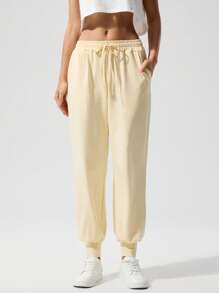 Menodora SHEIN Sport Cloudkiss 94%Cotton Women's Plain Colored Summer Pants, Fashionable - Yellow - View 7