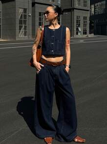 DAZY Women Denim Two Pieces Outfits - Blue - View 7