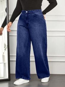 RueChic Plus High Waist Wide Leg Jeans