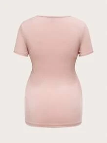 SHEIN Maternity Casual Solid Color Short Sleeve Nursing Dress For Summer,Maternity Clothes - Multicolor - View 13