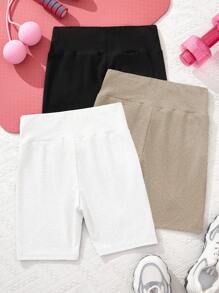 Tween Girl Casual Minimalist Mid-Length Leggings, Suitable For Spring/Summer - Multicolor - View 2