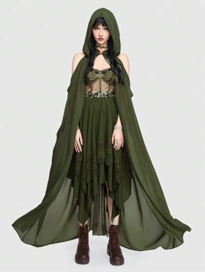 Fairycore Woodland Fairy Queen Lightweight Hooded Vintage Cape
