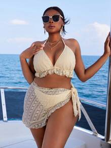 Swim SXY Plus Size Women Sexy Backless Beach Bikini Top - Beżowy - Zobacz 1