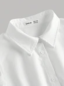 Pitira Pitira Vestito camicia elegante da primavera/estate con cintura in pizzo e toppe a farfalla stile accademico, per uso quotidiano, della linea TEENGIRL, di colore bianco