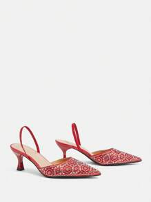 CUCCOO TILAWA Women's Fashion Rhinestone Party High Heel Pumps - Red - View 4