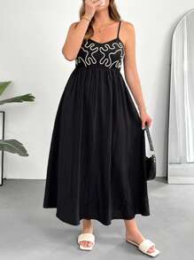 Auralis Vestido de verano para mujer de talla grande, vestido largo, vestido de verano, vestido de vacaciones negro, atuendos de verano para mujer, vestidos de verano para mujer, atuendos de Hawái para mujer - Negro - Ver 6