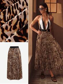 MOTF PREMIUM LEOPARD PRINT PLEATED COVER UP SKIRT