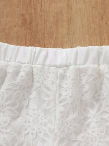 2 pièces Ensemble mode casual bébé fille Débardeur en dentelle et pantalon en dentelle Deux pièces, style doux pour filles, nouveaux produits pour le printemps et l'été
