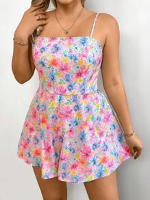 SHEIN VCAY Tuta con bretelle larghe e taglie comode, tutina estiva elegante