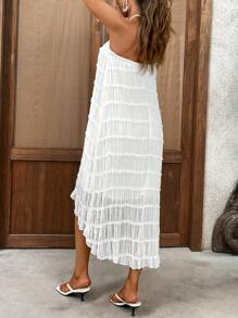 SHEIN Unity Summer Backless Long Dress, Casual Holiday Wear, Asymmetric Hem - White - View 2