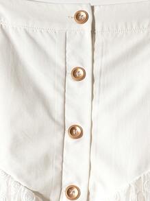 SHEIN Clasi 女式 A 字波点拼接腰部喇叭中长裙 - 白色 - 查看 3