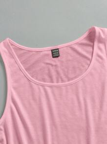 SHEIN EZwear 女士宽松短款吊带背心，大U领，适合夏季穿着 - 粉色 - 查看 5