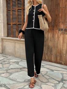 Pariaura Women Two Pieces Outfits For Daily Wear - Black - View 7