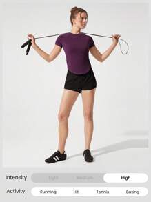 GLOWMODE Power Play Quick-Dry Tee Fitted Shirt Gym - Violet Purple - View 5