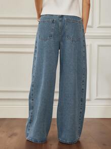 Dazy-Less Jeans dritti lavati e consumati per donne, jeans larghi