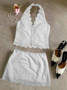 Women Two Pieces Outfits For Daily Wear - White - View 1